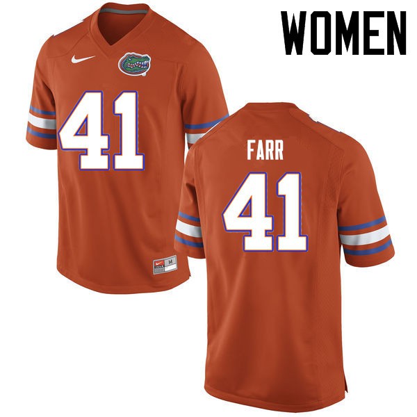Florida Gators Women #41 Ryan Farr College Football Jersey Orange